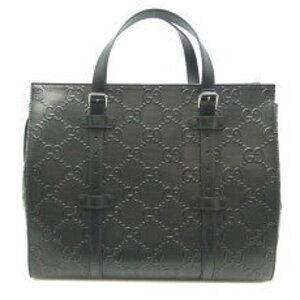 Gucci GG Embossed Tote Bag Handbag Leather Black